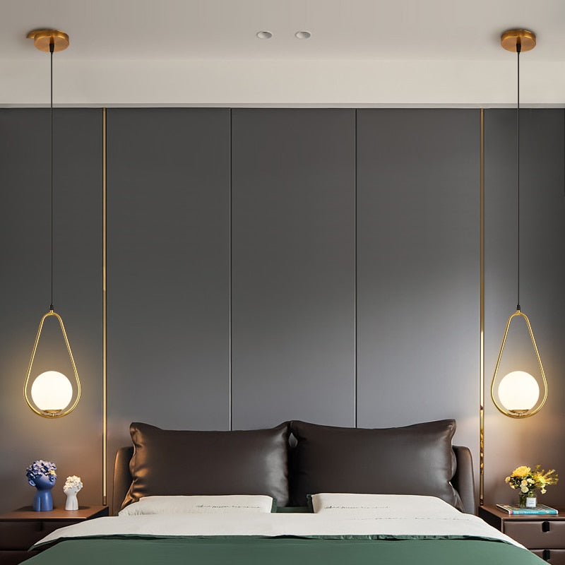 Nordic Glass Ball Pendant Lights Industriel Hanging Lamp luxury Gold Silver Brass art Kitchen hotel hoop decor Pendant Lamp