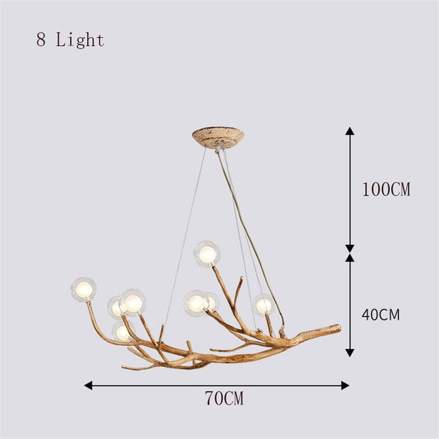 Rustic Tree Branch Glass Bubble Chandelier Lighting Bar Retro Chandeliers Ceiling Vintage Home Decor lustres light fixtures