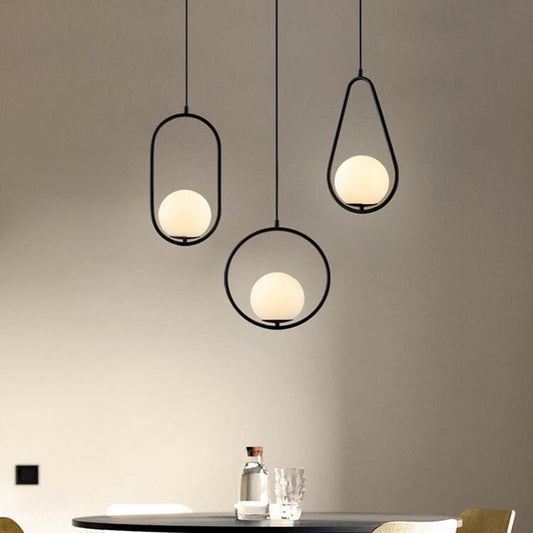 Nordic Glass Ball Pendant Lights Industriel Hanging Lamp luxury Gold Silver Brass art Kitchen hotel hoop decor Pendant Lamp