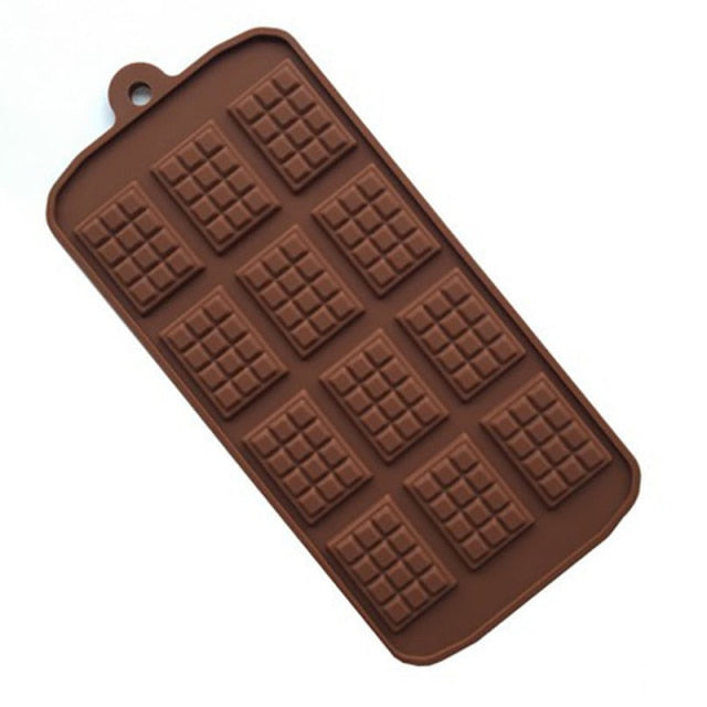 1PCS Silicone Mold 12 Cells Chocolate Mold Fondant Patisserie Candy Bar Mould Cake Mode Decoration Kitchen Baking Accessories