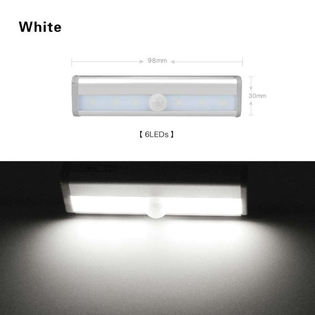 6/10 LED Induction Under Cabinet Light Motion Sensor Closet Night Lamp Battery Powered Magnetic Strip Light For Kitchen Wardrobe