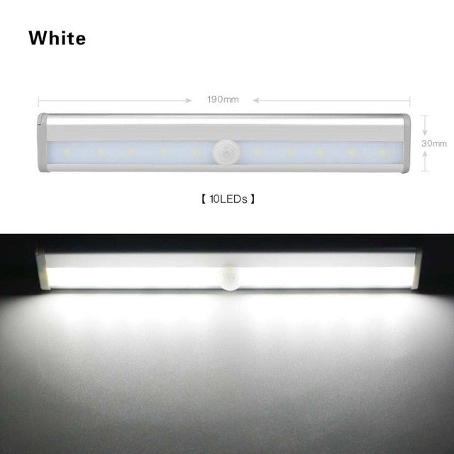 6/10 LED Induction Under Cabinet Light Motion Sensor Closet Night Lamp Battery Powered Magnetic Strip Light For Kitchen Wardrobe