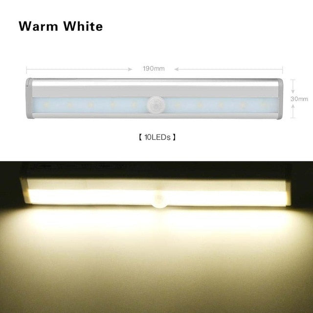 6/10 LED Induction Under Cabinet Light Motion Sensor Closet Night Lamp Battery Powered Magnetic Strip Light For Kitchen Wardrobe