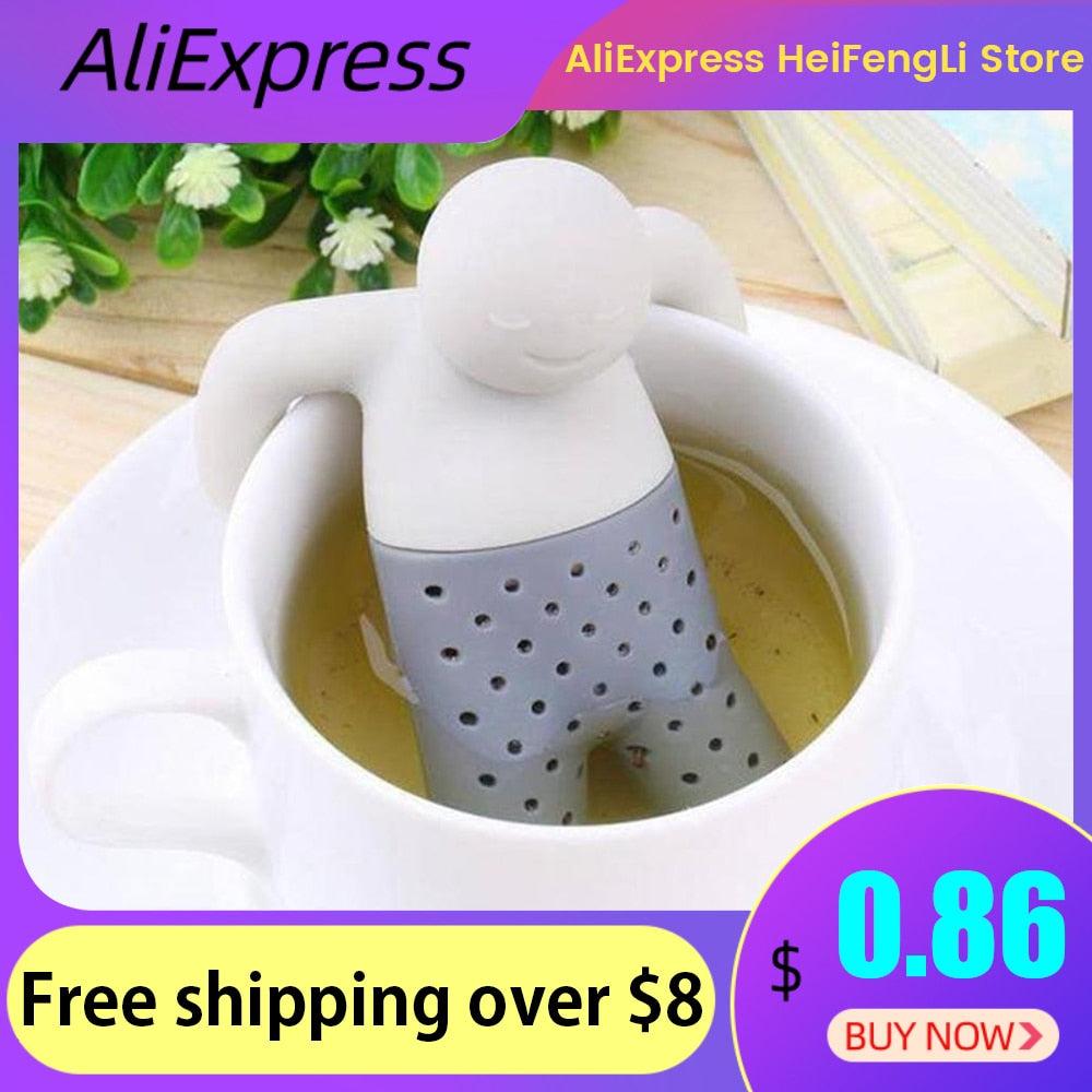 Silicone Tea Strainer Interesting Life Partner Cute Mister Teapot MR Little Man People Tea Infuser Filter Brewing Making Teapot