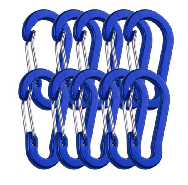 10pcs Carabiners Aluminum Alloy D Carabiner Spring Snap Clip Hooks Keychain Climbing Carabiner for Keys Camping Tools