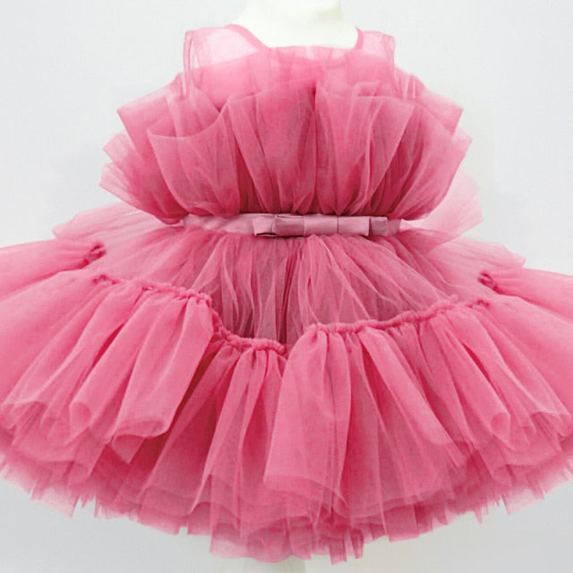 Baby Girl Tutu Party Gown Flower Girls Dresses for Wedding 1 2 3 4 5 Years Birthday Kids Clothes Princess Tulle Children Costume