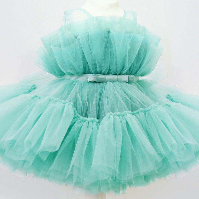 Baby Girl Tutu Party Gown Flower Girls Dresses for Wedding 1 2 3 4 5 Years Birthday Kids Clothes Princess Tulle Children Costume