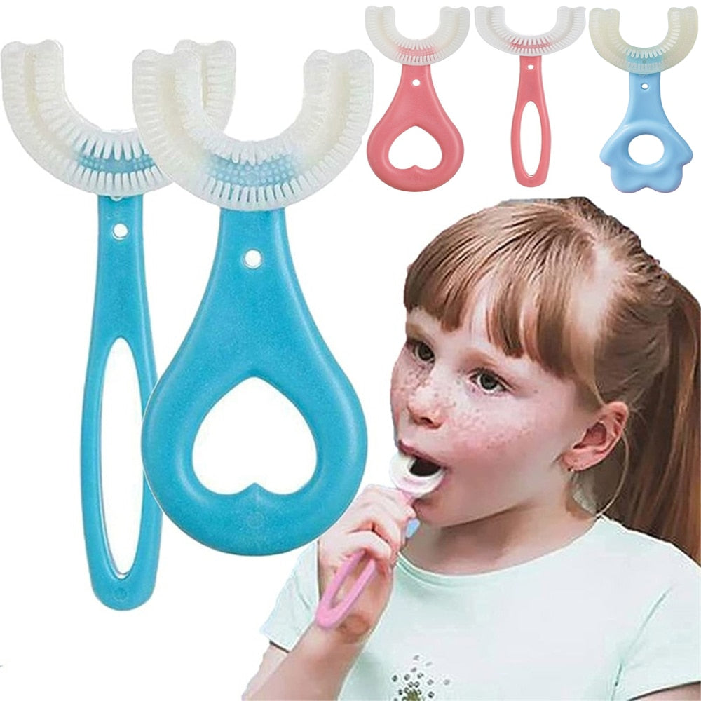 Kids Toothbrush U-Shape 360 Degree Infant Teether Baby Toothbrush Children Silicone Brush For Toddlers Oral Care Cleaning