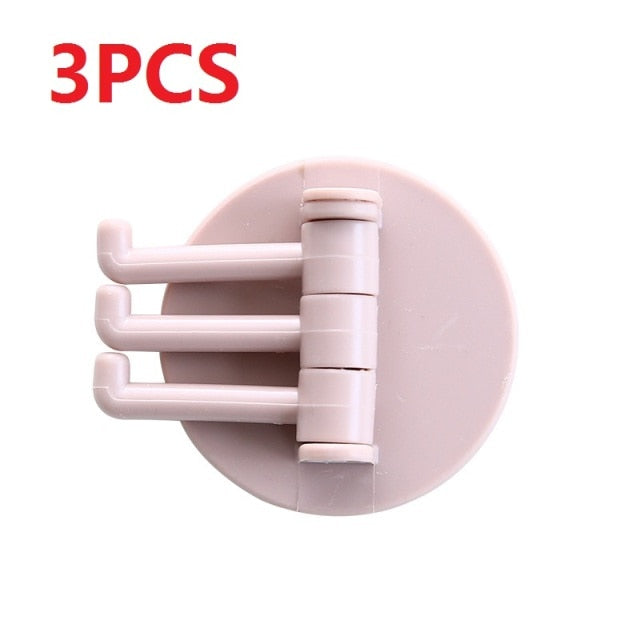 Three Branch Rotatable Seamless Adhesive Hook Strong Bearing Stick Hook Kitchen Wall Hanger Bathroom Kitchen supplies Hooks