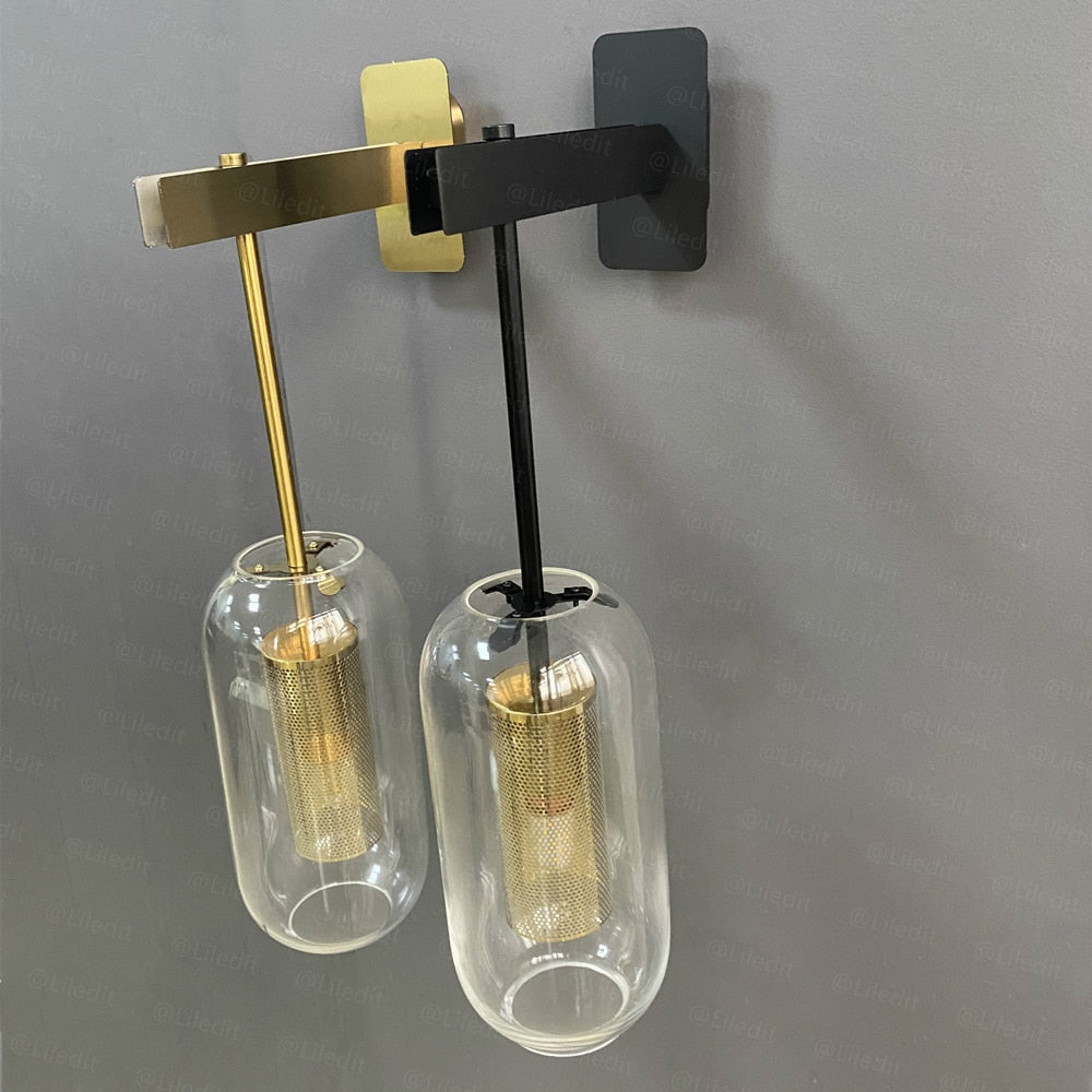 Modern Glass Bedside Wall Lamps Fixture Nordic Sconce Lighting Luminaire Golden Living Room Hallway Staires Lights Home Decor