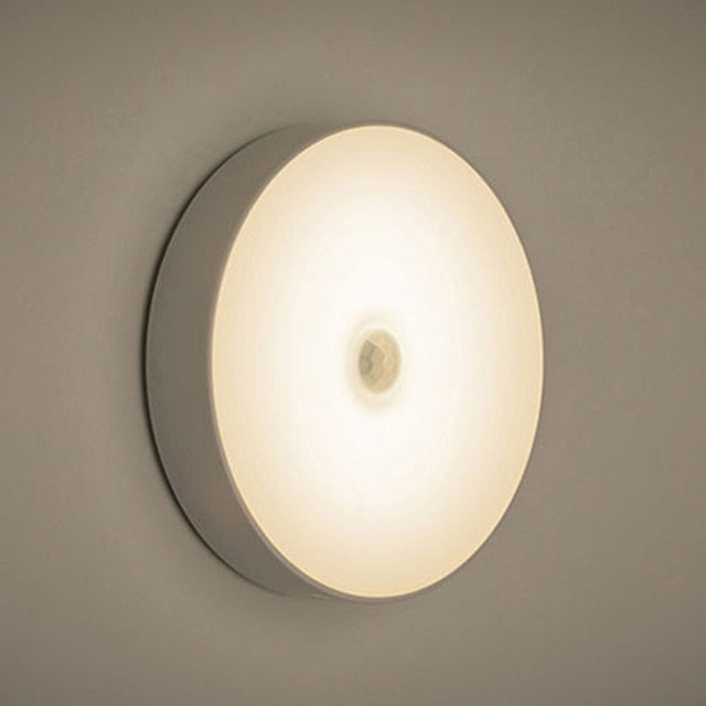 Sanmusion LED Night Light Mini Round Light Sensor Control No Flicker Nightlight Wall Lamp For Children Kids Kitchen Bedroom