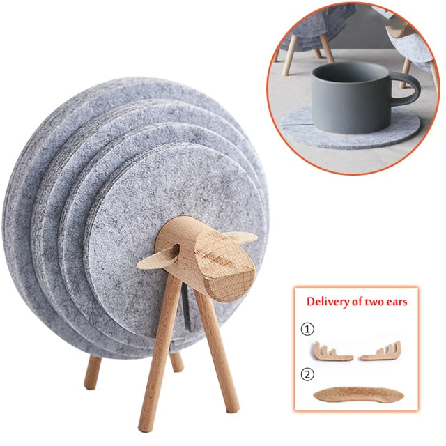 New Sheep Shape Anti Slip Cup Pads Coasters Insulated Round Felt Cup Mats Japan Style Creative Home Office Decor Art Crafts Gift