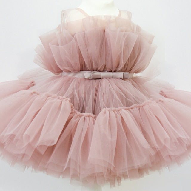 Baby Girl Tutu Party Gown Flower Girls Dresses for Wedding 1 2 3 4 5 Years Birthday Kids Clothes Princess Tulle Children Costume