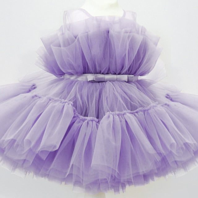 Baby Girl Tutu Party Gown Flower Girls Dresses for Wedding 1 2 3 4 5 Years Birthday Kids Clothes Princess Tulle Children Costume